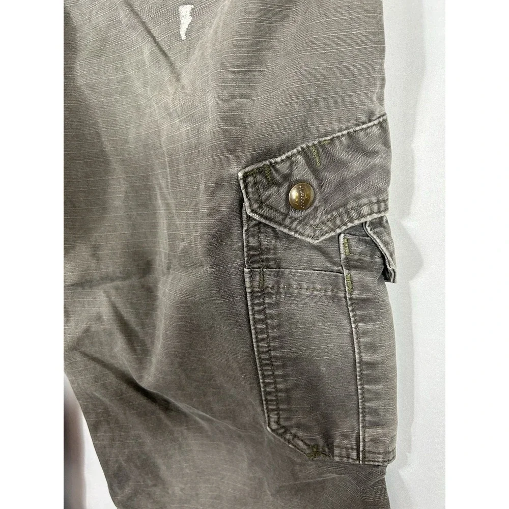Carhartt Double Knee Thrashed  painted Green W/ Paint Splatter Relaxed Fit 34x32